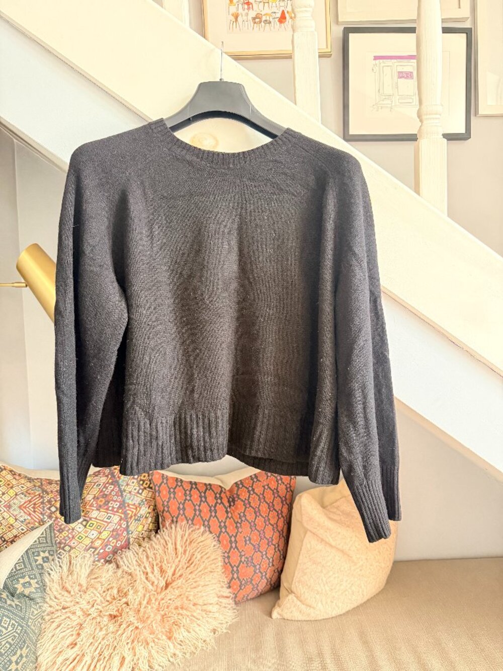 Everlane Boxy Cashmere Crewneck Sweater (Black, XXL)